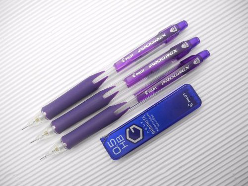 Violet NEW 5pcs Pilot PROGREX H-125C 0.5mm mechanical pencil free HB leads(Japan