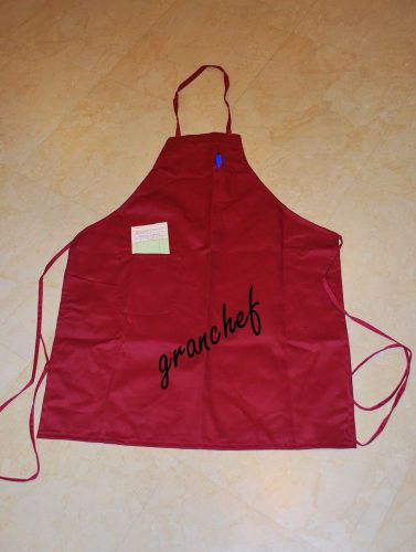 Full length restaurant bib apron 2 pockets-burgundy new for sale