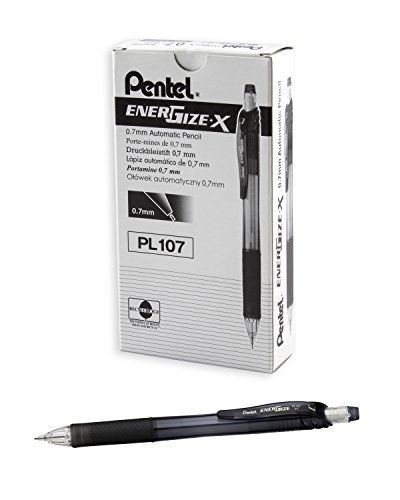 Pentel energize-x mechanical pencil 0.7mm black barrel, box of 12 (pl107a) for sale