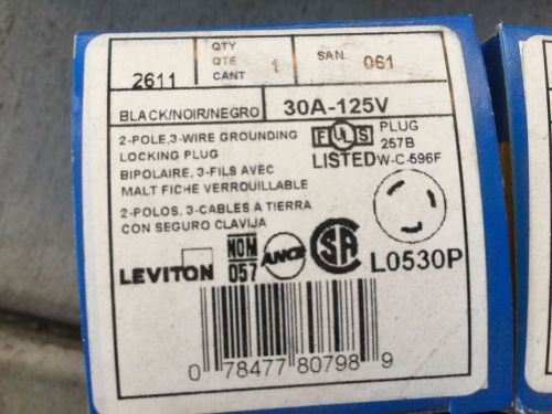 LEVITON 2611, 30A, 125V, NEMA L5-30P, 2P, 3W, LOCKING PLUG-NEW IN PACKAGE