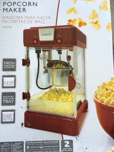 KETTLE HOT OIL POPCORN MAKER ~ RETRO DINER STYLE RED POPPER MACHINE ~ 300w 2.5oz