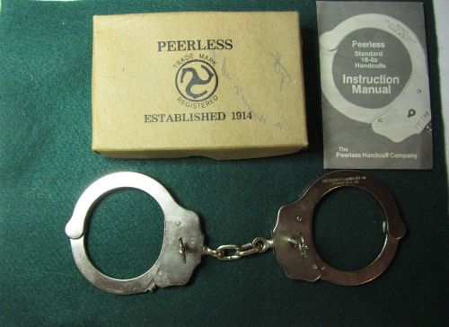 POLICE SECURITY GUARD OFFICER PRO PEERLESS STANDARD NICKEL HANDCUFFS