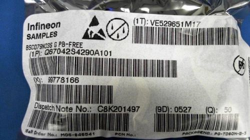 50-PCS N-CHANNEL 30V 40A INFINEON BSC079N03S G 079N03 BSC079N03SG