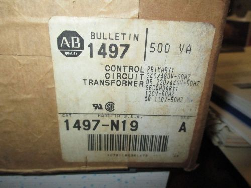 ALLEN BRADLEY CONTROL CIRCUIT TRANSFORMER 1497-N19 A