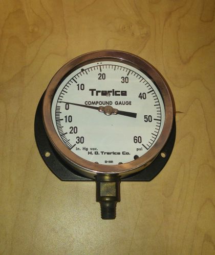 TRERICE 52-2401 0-60 Psi, 30 Hg VAC Compound Gauge, 4-1/2&#034; FACE 1/4&#034; NPT