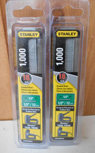 Staples Headed Brad 1/2&#034; 18 GA 2 PKS- 1000 ~ Stanley SWKBN050S ~ Free Shipping!