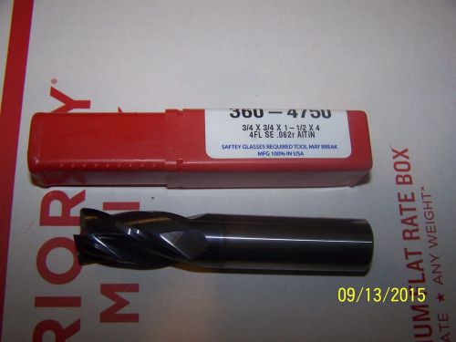 1 htc carbide end mill 360-4750 3/4x3/4x1-1/2x4 4fl se .062r altin for sale