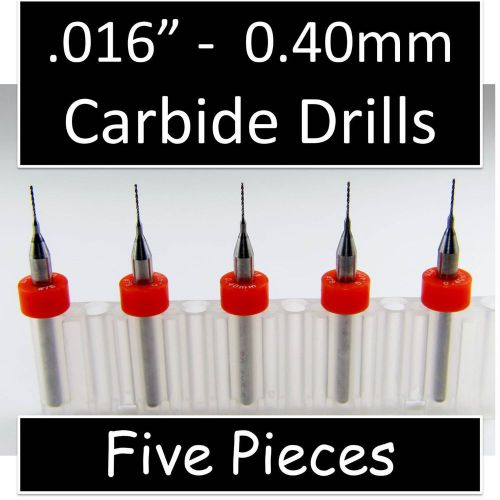 .016&#034; 0.40mm #78 - Five Carbide Drill Bits - Models Hobby PCB CNC Dremel R/S