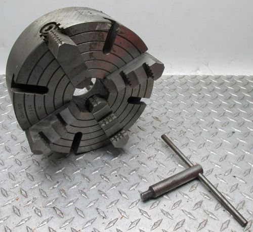 9-3/4&#034; diameter fpu 4344-10/5 7250 90 engine gap 4 jaw lathe chuck w/ key for sale