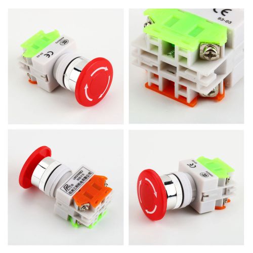 NC N/C Emergency Stop Switch Push Button Mushroom Push Button 4Screw Terminal YF