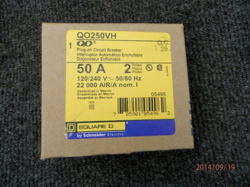 Square d qo250vh circuit breaker, plug-in, 2 pole, 50a  22k aic for sale