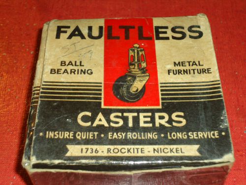 NOS VINTAGE FAUTLESS CASTERS #1736-BALL BEARING METAL FURNITURE SET GARAGE SHOP