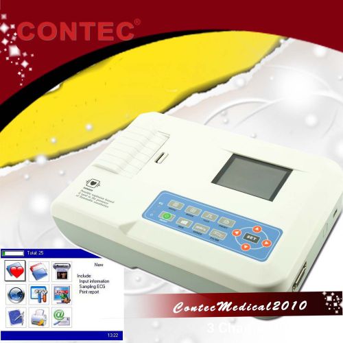 Contec ce fda 3 channel digital ecg ekg machine electrocardiograph ecg300g usb for sale