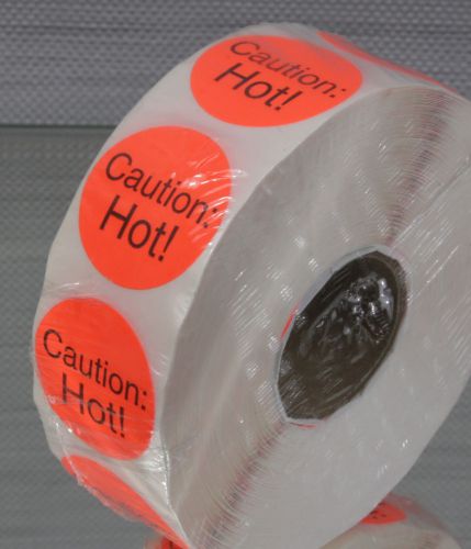 Roll of 1000 CAUTION HOT Labels Stickers for Restaurant Deli Foods FREE SHIPPING