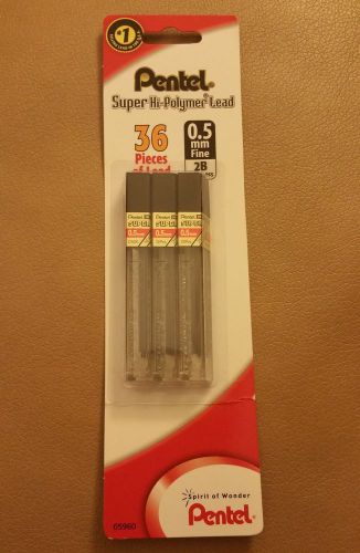 NEW 3 TUBES PENTEL 2B 0.5MM SUPER HI-POLYMER REFILL LEAD (36 LEAD)