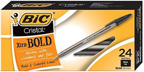 BIC Cristal Xtra Bold Ball Pen Bold Point (1.6mm) Black 24-Count 24 Count