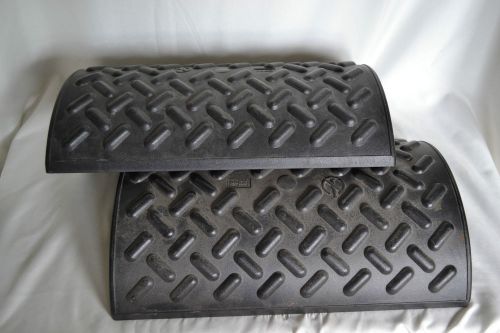 Pair Safety Wheel Stops, Bump, Chock Hard Plastic Diamond Plate Pattern