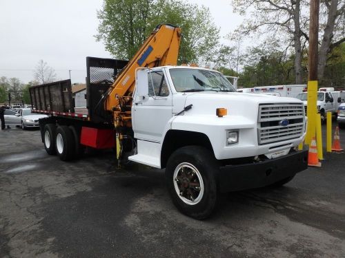 1990 FORD F800 1 OWNER FOREST LOG CRANE DUMP TRUCK