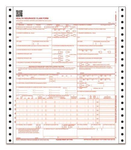 TOPS CMS-1500 Health Insurance Claim Forms, 1-Part, Continuous, 9.5 x 11 Inches,