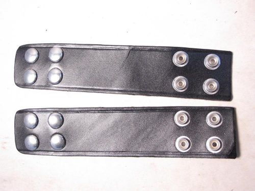 2 Lot B129-4-Chrome Snaps G&amp;G BLACK Police Quad Belt Keepers 1.75 &#034; Wide