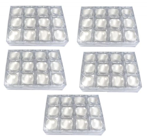 60 PCS OF CLEAR PLASTIC LENS MAGNIFIER ON TOP GEM COINS JAR JEWELRY DISPLAY BOX