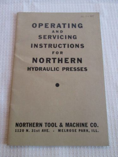 Northern Tool &amp; Machine Melrose Park Ill Operating Instructions Metal Working D