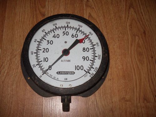 Large 6&#034; Vintage LONERGAN Altitude Gauge, Antique, Steampunk