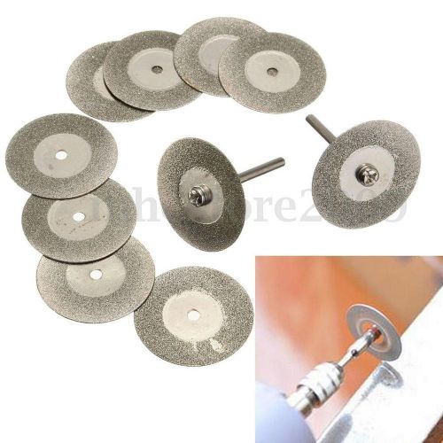 10PCS 30mm Mini Diamond Cut Discs Craft Rotary Tool Arbor Set for Dremel Drills