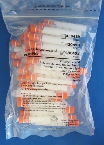 Pk/50 Corning 5.0mL Cryogenic Vial PP Round Bottom w/Screw Cap # 430492