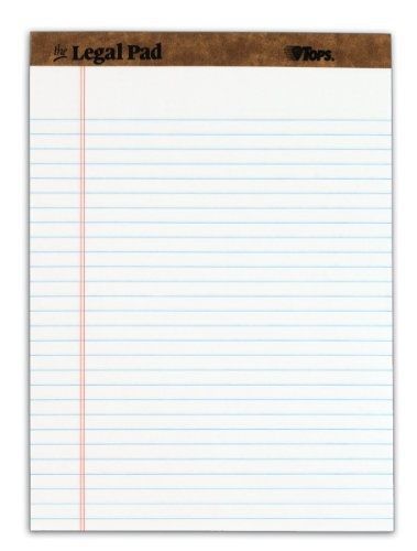 TOPS The Legal Pad Legal Pad, 8-1/2 x 11-3/4 Inches, Perforated, White,