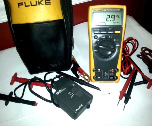 FLUKE 179 TRUE RMS METER EXC COND. 80T-150 PROBE &amp;LEADS  Temp CASE