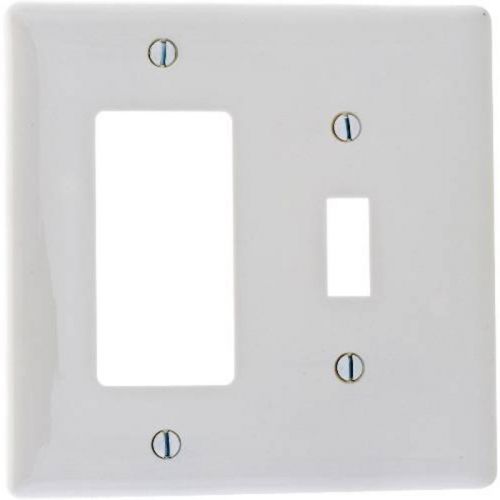 Wallplate midi toggle 2-gang/receptacle white hubbell electrical products for sale