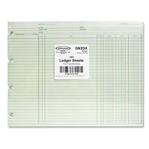 Wilson Jones GN2DA Green End-Balance Ledger Form Paper, Both Sides Alike,