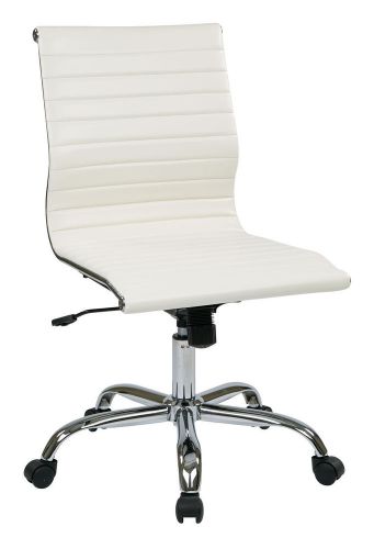 WorkSmart Thick Padded White Faux Leather Seat and Back with Built-in Lumbar Sup