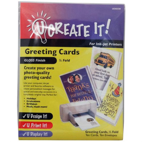 U CREATE IT! GLOSS FINISH GREETING CARD LOT DESIGN &amp; PRINT *20 CARDS &amp; ENVELOPES