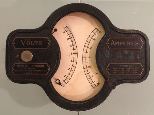 Vintage c. 1900 Weston Rare Dual Movement Volts Amperes Meter Model 38 SN 2112