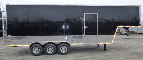 Concession Trailer 8.5&#039; x 30 Black Gooseneck Catering Event Trailer