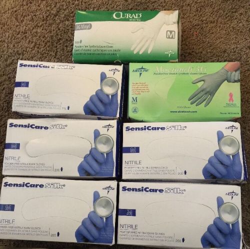 5 Boxes MEDLINE SENSICARE SILK NITRILE EXAM GLOVES Medium (M)  Qty 1200 Gloves