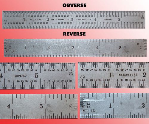 STARRETT #C304SRE 6&#034; RULE W/ SATIN CHROME FINISH &amp; 4GRADS. PLUS END GRADUATIONS