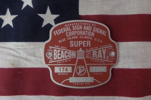 Federal sign and signal model 174 super beacon ray replacement badge for sale