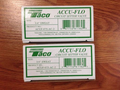 Taco accu-flo setter balancing valve acuf-75-ac2  (2) for sale