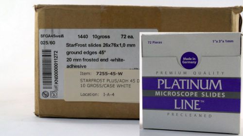 Platinum line microscope slides 7255 45corners frosted white end ground 1440pcs for sale