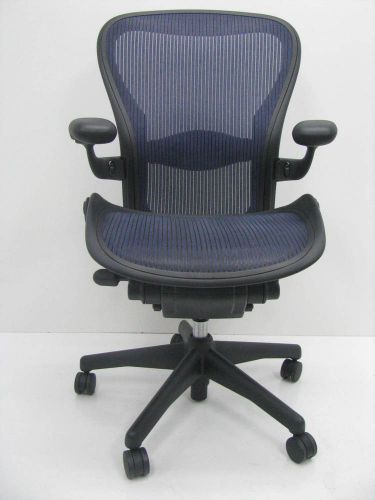 AERON sz.C FULLY ADJUSTABLE ERGONOMIC CHAIR COBALT BLUE w/LUMBAR Herman Miller