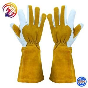 14 inch Genuine Cowhide Leather Welding Gloves Mig Tig BBQ Grill One Size