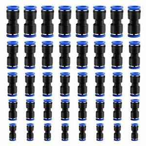 40 Pieces Straight Push Connectors Pneumatic Connectors Air Line Fittings NEW