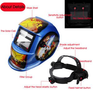 Solar Powered Darkening Welding Full Helmet Eyes Welder Protective Mask 3 Lens