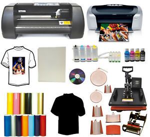 14&#034; METAL 500g Vinyl Cutter Plotter,8in1 Combo Heat Press,Printer,CISS Ink PU