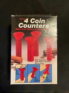 Vintage 1988 Set of 4 Coin Counters Red Funnel Tubes by Sun Hill - Brand New