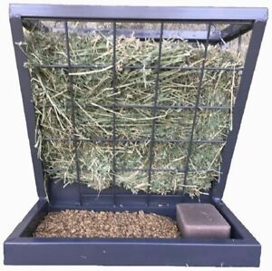 Rugged Ranch Powder Coated Gray Steel 3-in-1 Wall Feeder  For Hay Grain or Salt