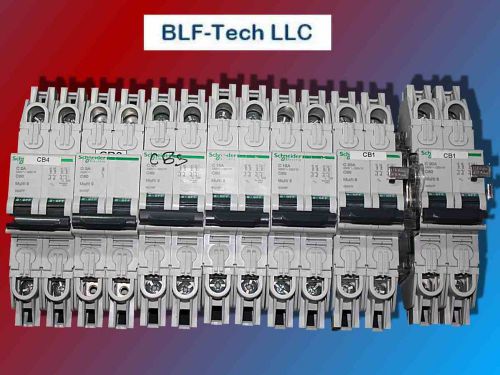 Schneider electric multi 9 2 pole circuit breakers various amp ratings lot of 7 for sale